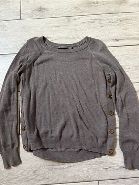 Outback Red Taupe Crewneck Sweater with Side Buttons